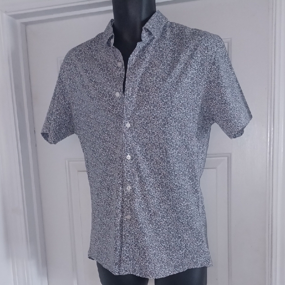 Topman Blue and White Casual Button Down Shirt - Picture 2 of 4